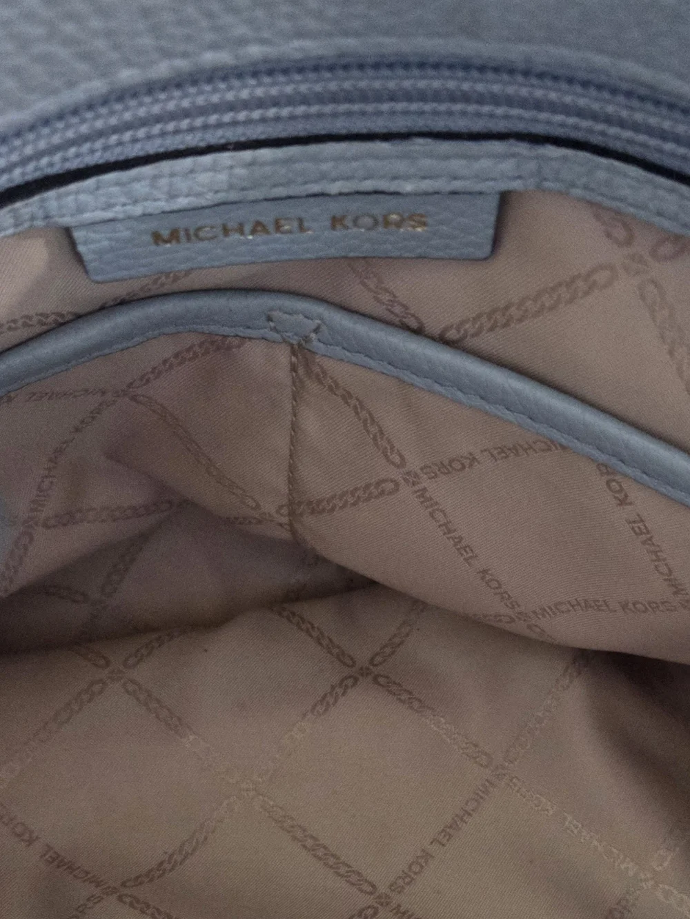 MICHAEL KORS Camille Blue Pebbled Leather Satchel Crossbody Bag